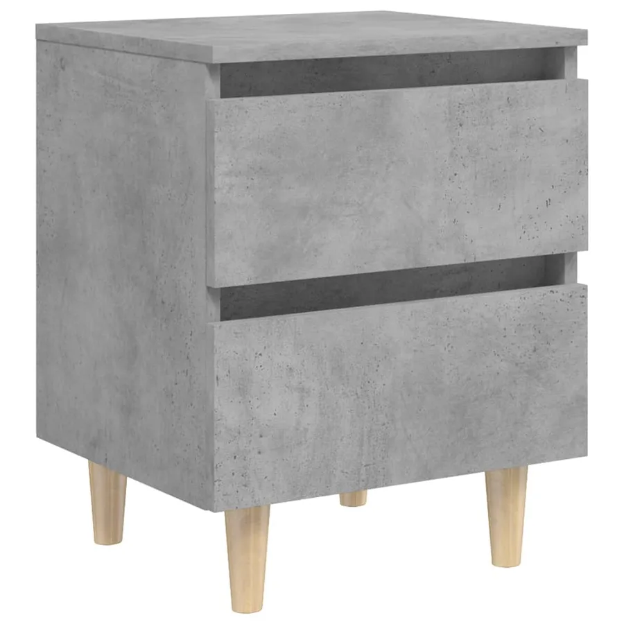 Table de chevet avec pieds en pin gris béton 40x35x50 cm - 2