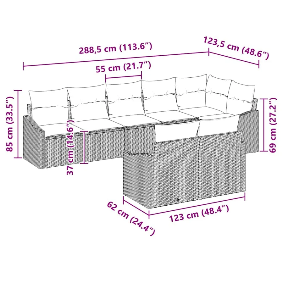 Ensemble de canapé de jardin avec coussin 8 pcs Gris polyrotin - 12