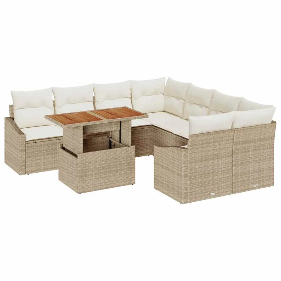 Ensemble de canapé de jardin 9 pc Beige et crème - 2