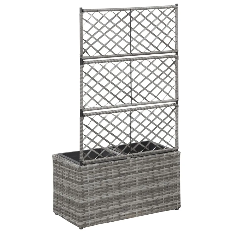 Lit surélevé en treillis 2 pots 58x30x107cm Résine tressée Gris - 3