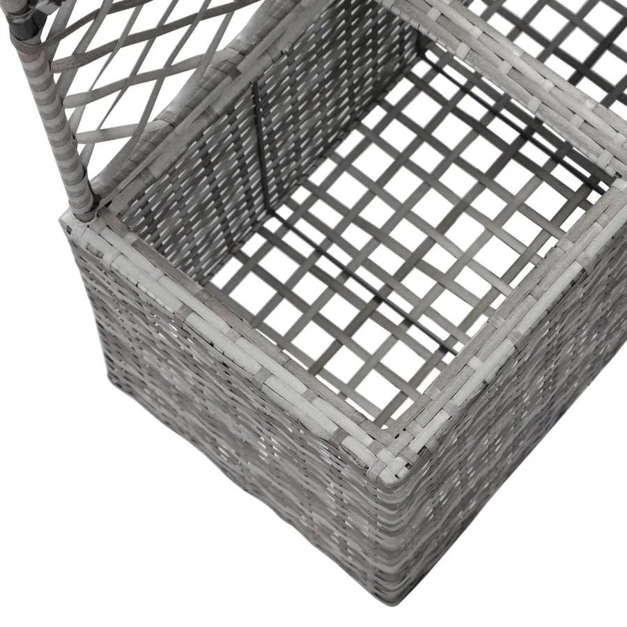 Lit surélevé en treillis 2 pots 58x30x107cm Résine tressée Gris - 6