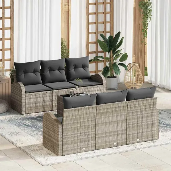 Ensemble de canapé de jardin 7 pcs Gris clair et gris foncé