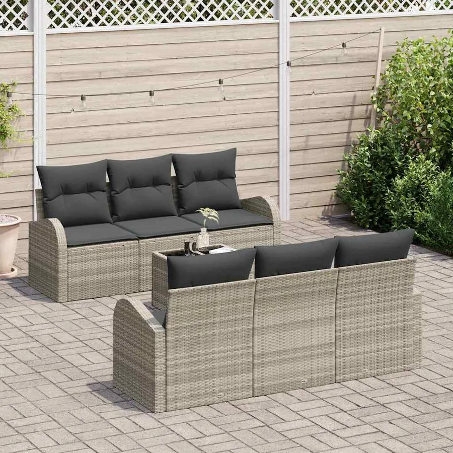 Ensemble de canapé de jardin 7 pcs Gris clair et gris foncé - 3