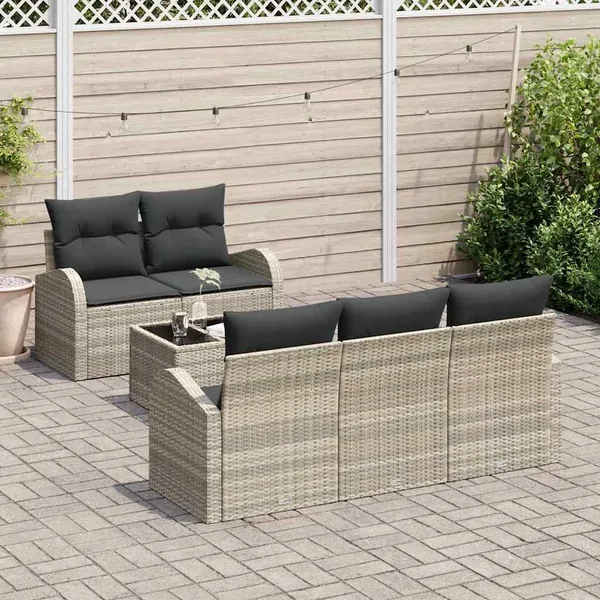 Ensemble de canapé de jardin 6 pcs Gris clair et gris foncé
