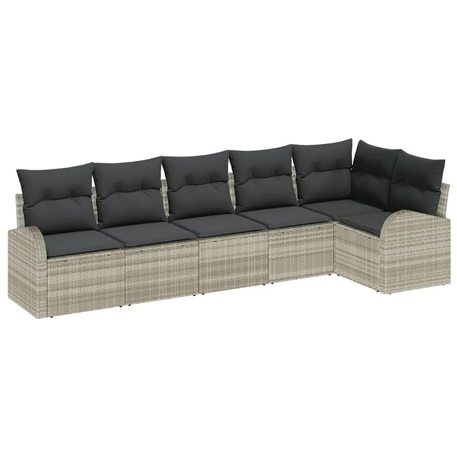 Ensemble de canapé de jardin 6 pcs Gris clair polyrotin - 2