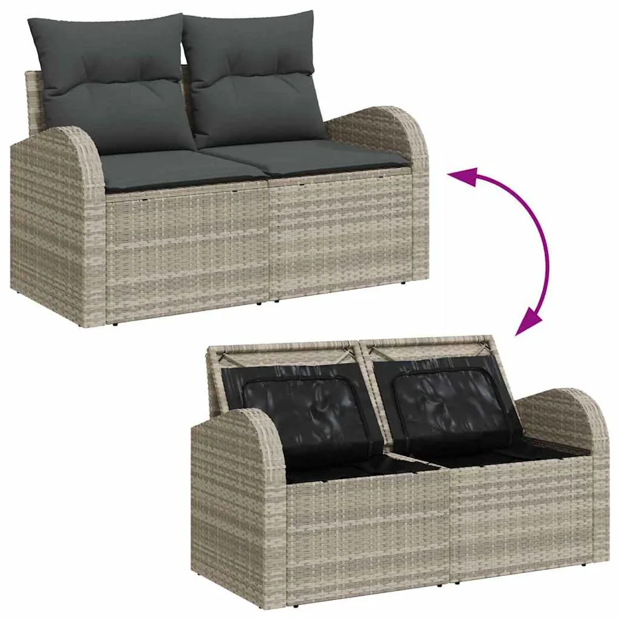 Ensemble de canapé de jardin 7 pcs Gris clair Poly Rattan - 8