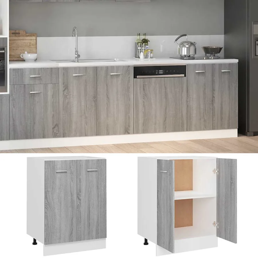 Meuble bas "Lyon" Gris Sonoma 60 x 46 x 81,5 cm Bois d'ingénierie - 3