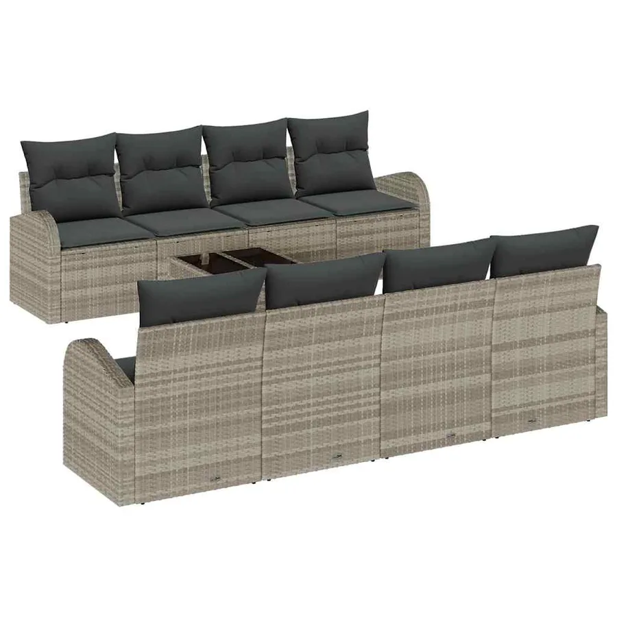 Ensemble de canapé de jardin 9 pcs Gris clair et gris foncé - 2
