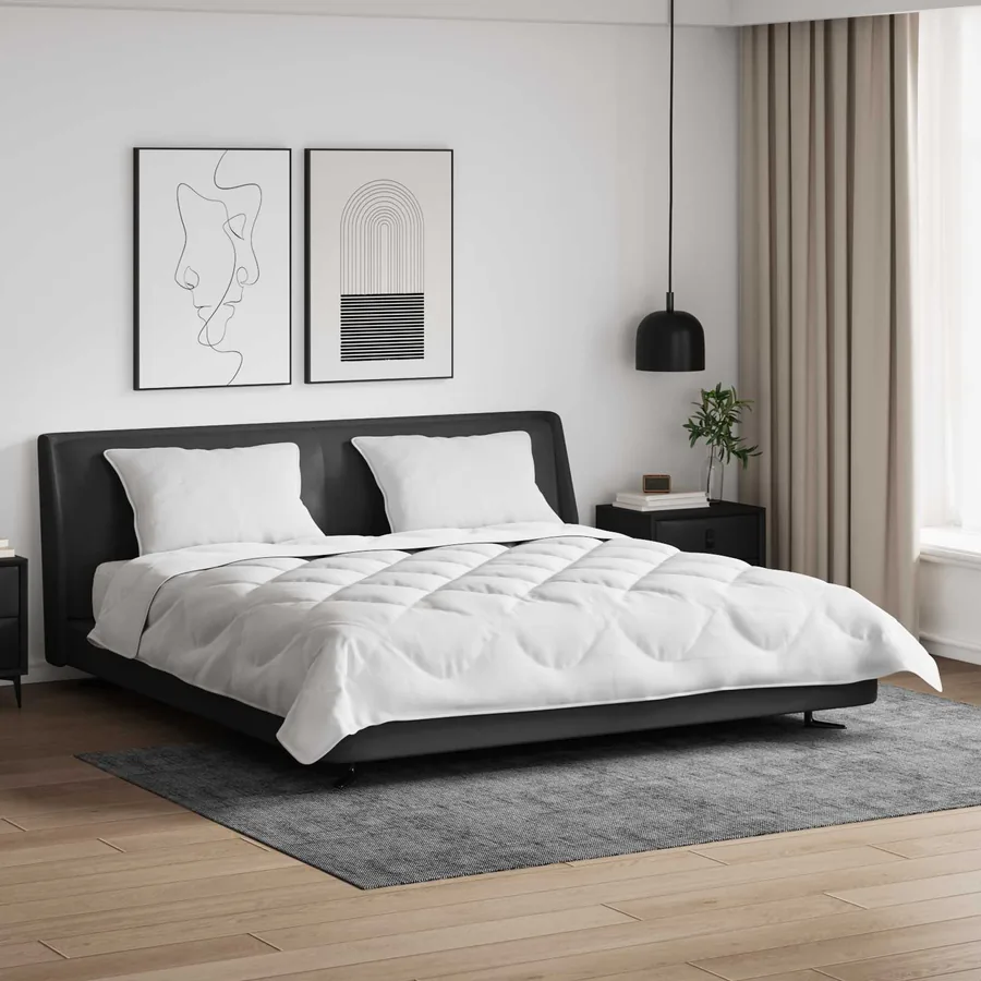 Ensemble de Duvet 3 pcs Blanc Microfibre et Plumes D'oie