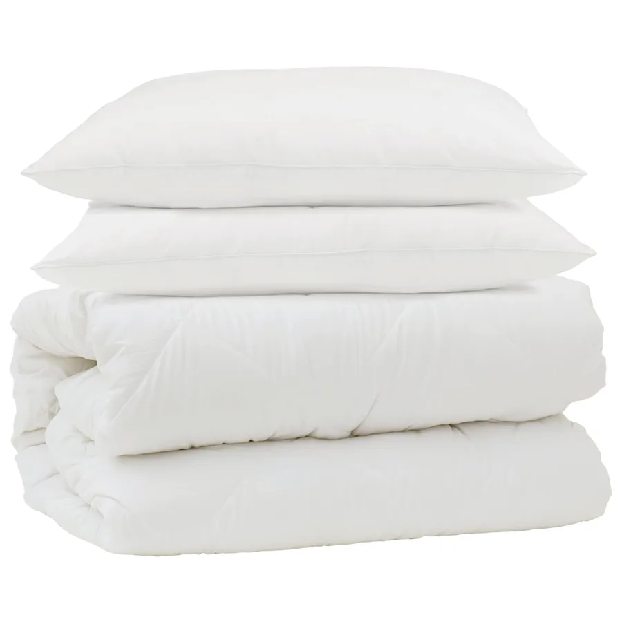 Ensemble de Duvet 3 pcs Blanc Microfibre et Plumes D'oie - 2