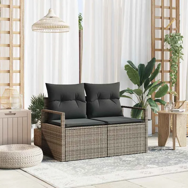 Canapé de jardin avec coussin 120 x 62 x 69 cm polyrotin