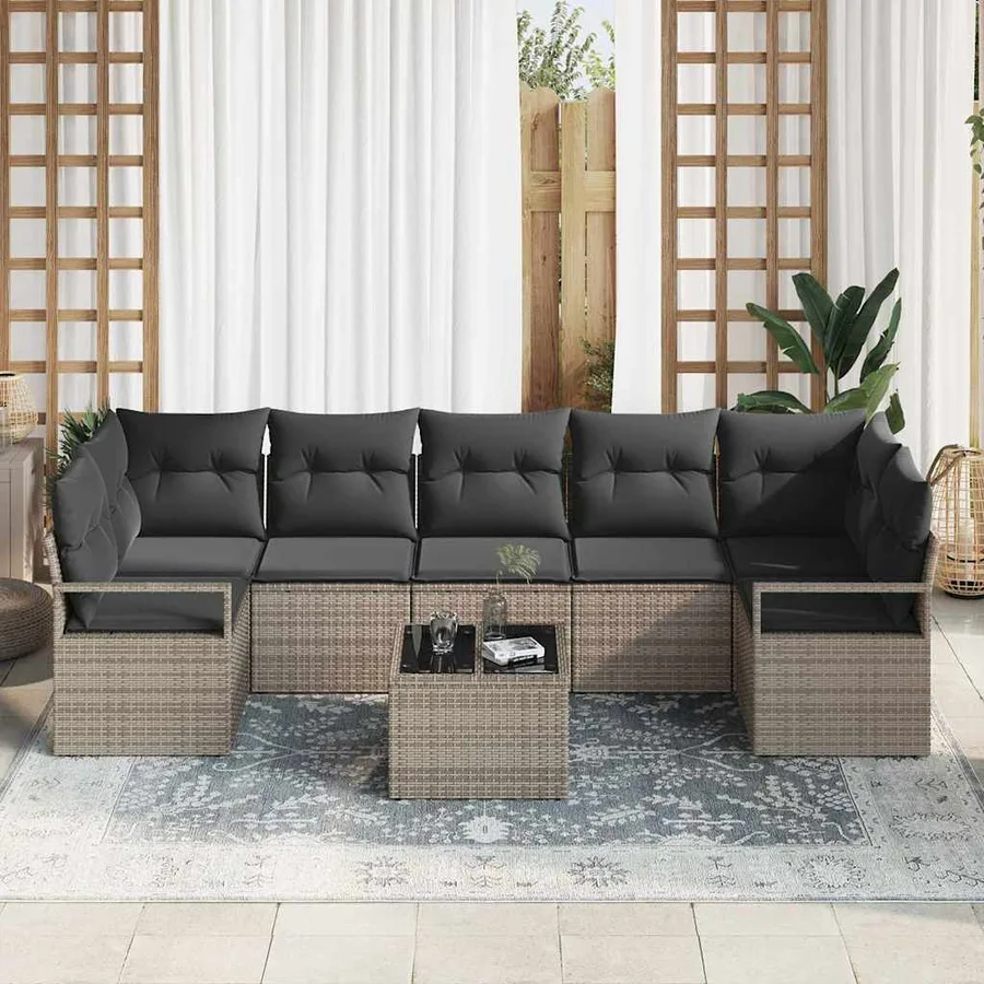 Ensemble de Canapés 8 pcs Gris polyrotin - 3