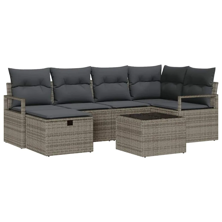Ensemble de Canapés avec coussin avec stockage Gris polyrotin - 2