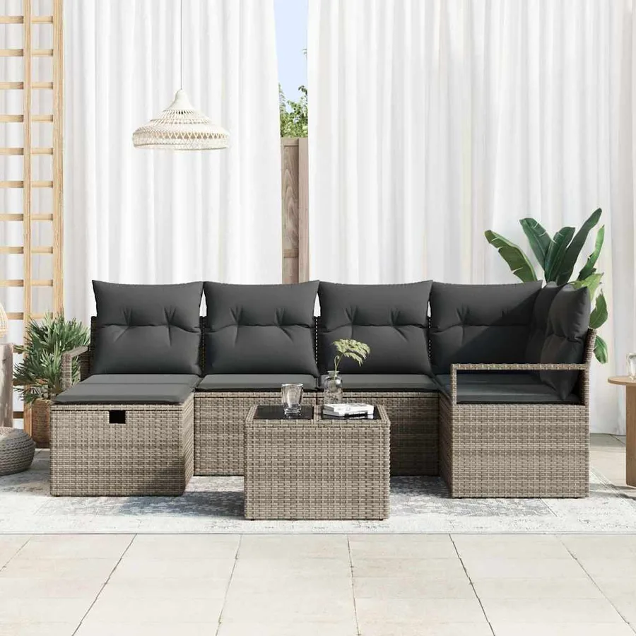 Ensemble de Canapés avec coussin avec stockage Gris polyrotin - 3