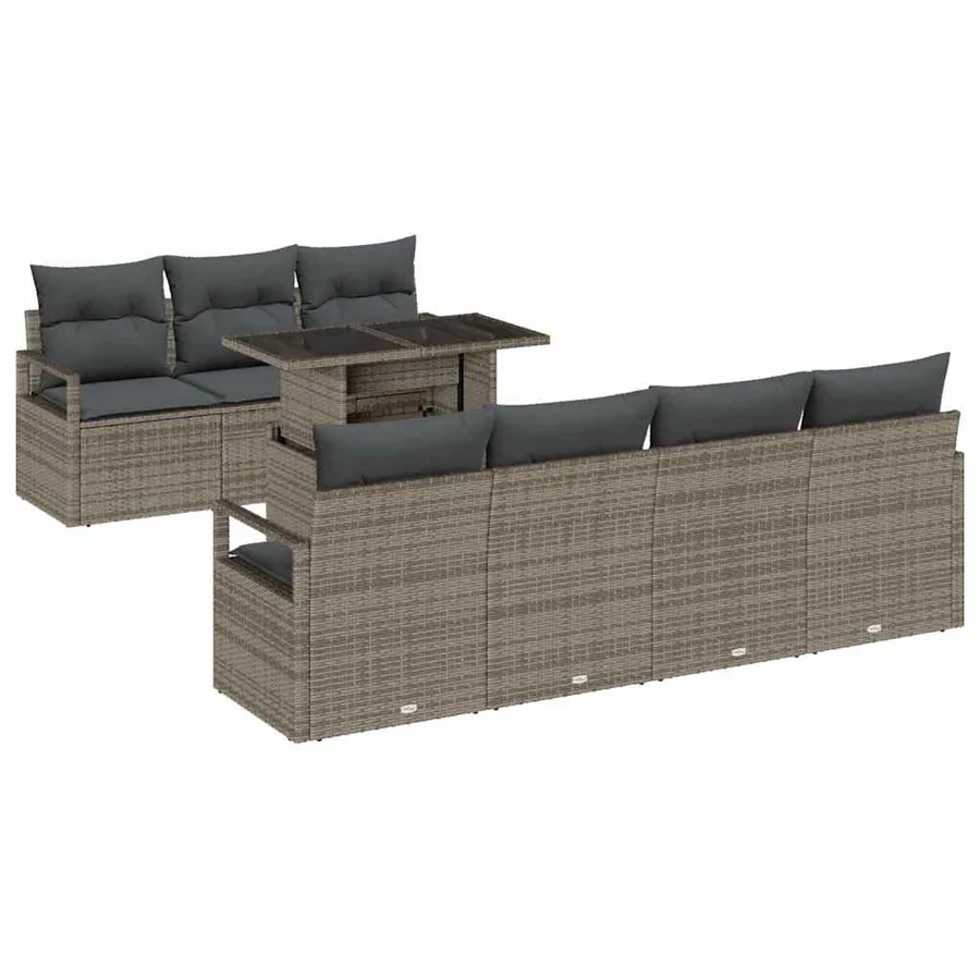 Ensemble de canapé de jardin avec stockage 8 pcs Gris polyrotin - 2