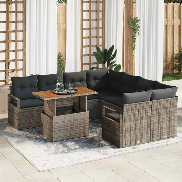 Ensemble de canapé de jardin 9 pc 8-Nombre de places