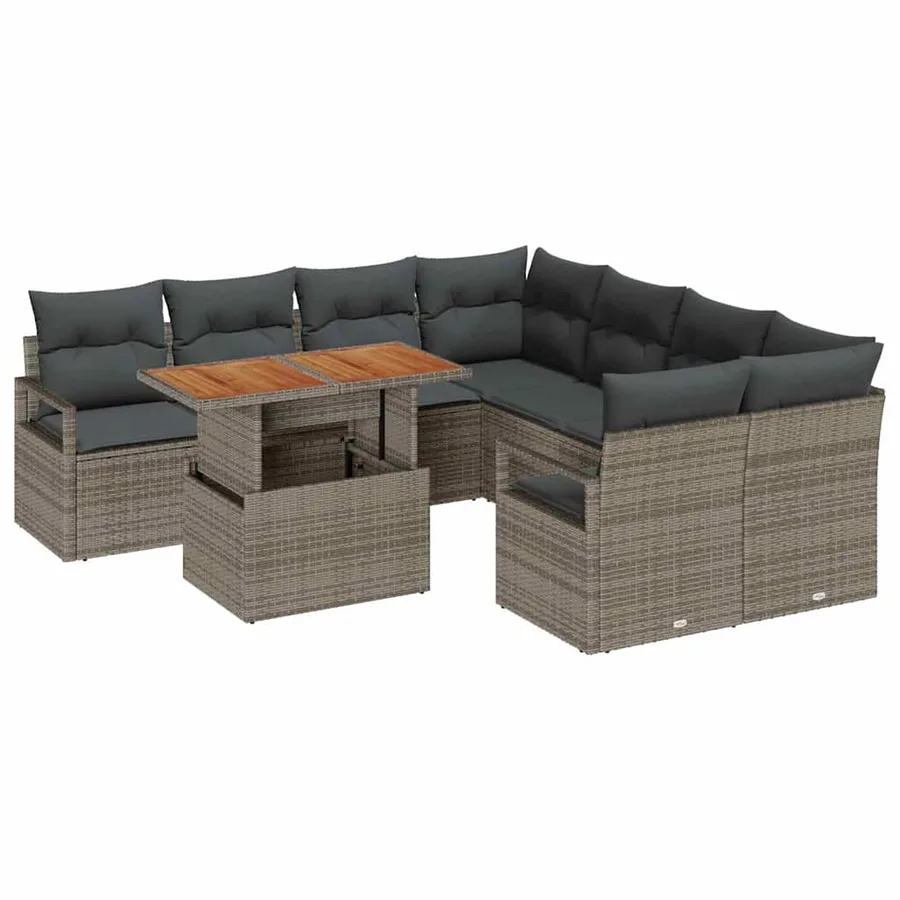 Ensemble de canapé de jardin 9 pc 8-Nombre de places - 2