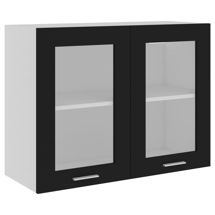 Vitrine suspendue "Lyon" Noir 80 x 31 x 60 cm Bois d'ingénierie - 2