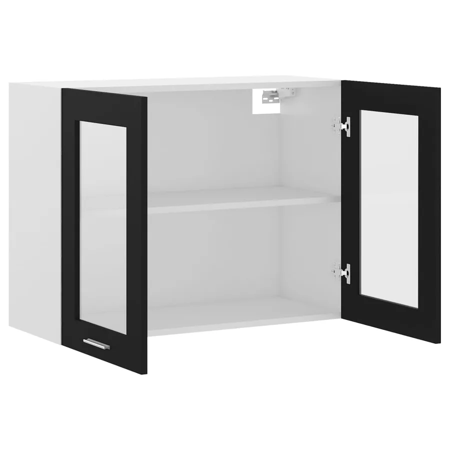 Vitrine suspendue "Lyon" Noir 80 x 31 x 60 cm Bois d'ingénierie - 5