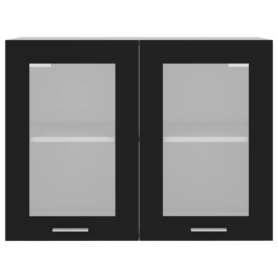 Vitrine suspendue "Lyon" Noir 80 x 31 x 60 cm Bois d'ingénierie - 6
