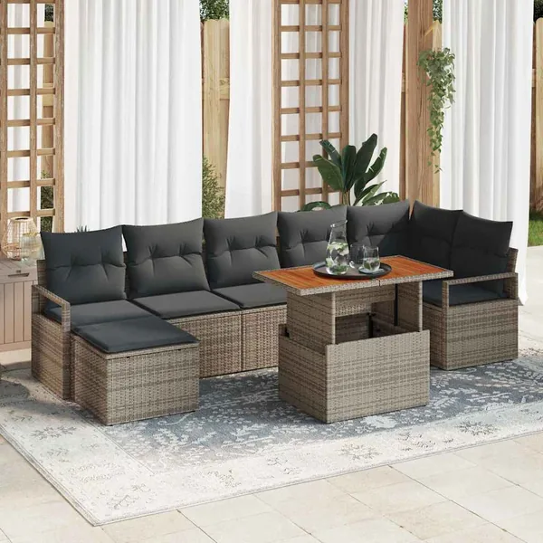 Ensemble de canapé de jardin 8 pcs Gris et marron