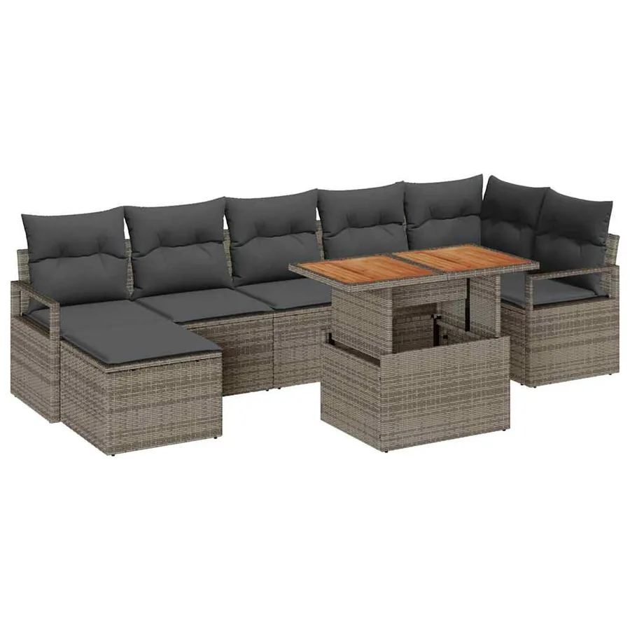 Ensemble de canapé de jardin 8 pcs Gris et marron - 2