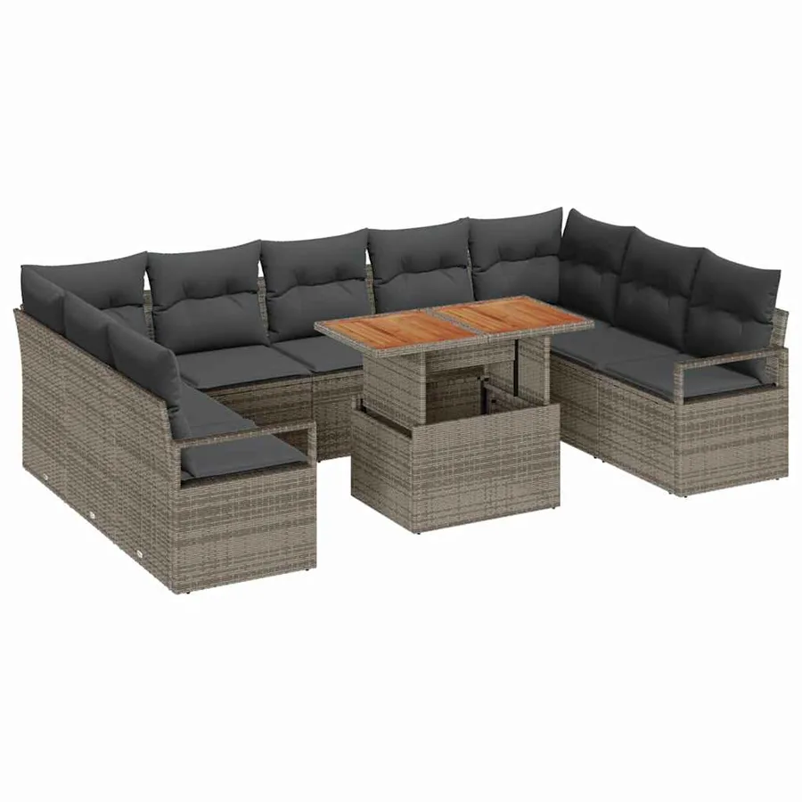 Ensemble de canapé de jardin 10 pc 9-Nombre de places - 2