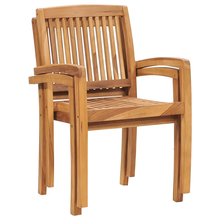 Chaises de jardin lot de 2 et coussins crème Bois teck massif - 3