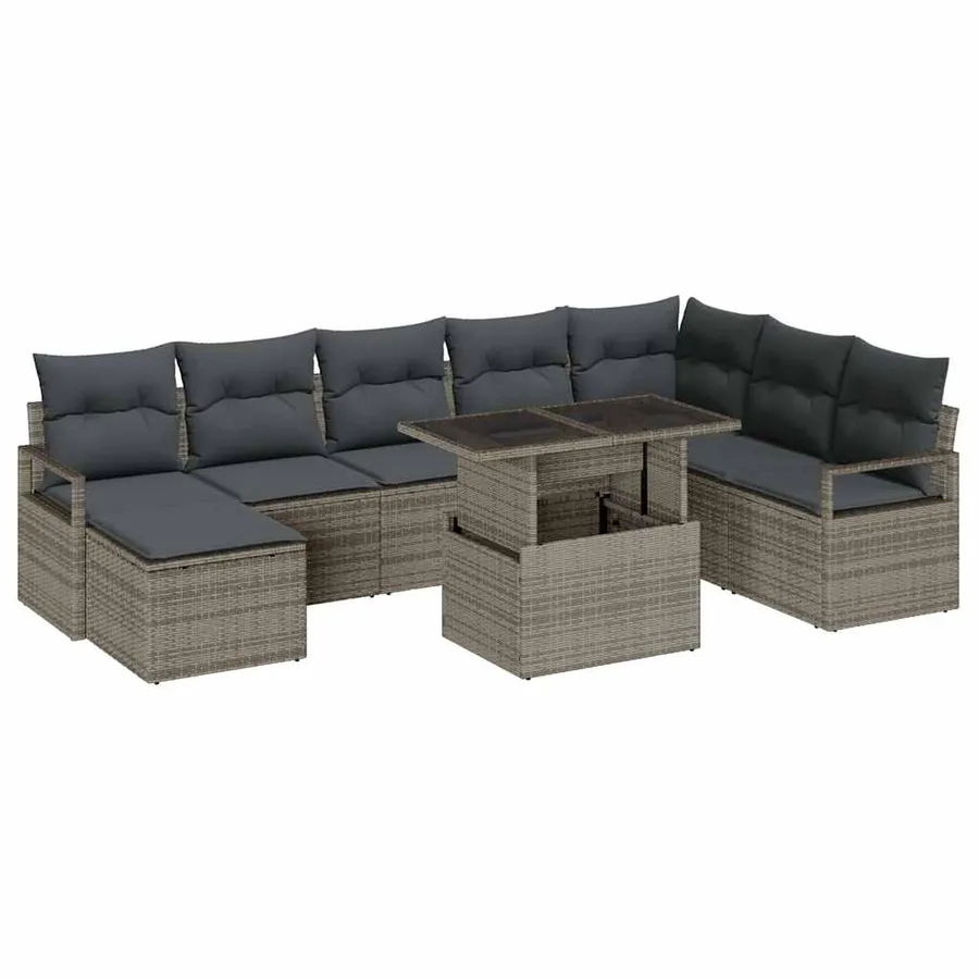 Ensemble de canapé de jardin avec coussin 9 pcs Gris - 2