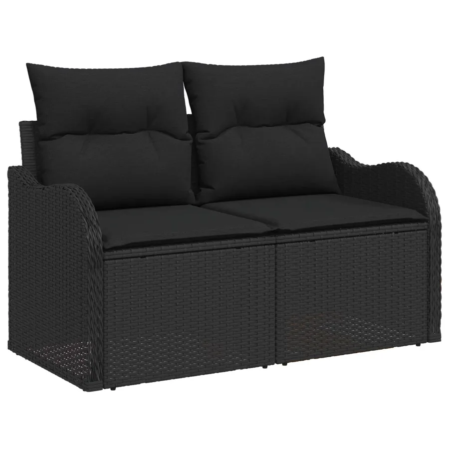 Canapé de jardin avec coussin Noir 121 x 62 x 69cm polyrotin - 2