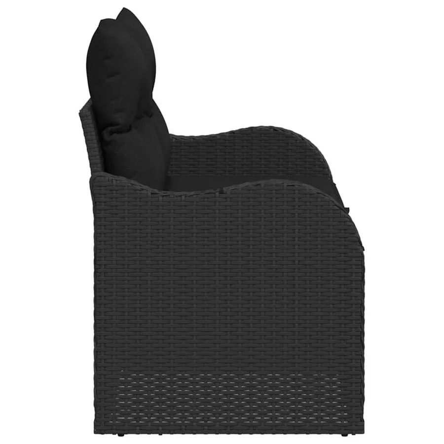 Canapé de jardin avec coussin Noir 121 x 62 x 69cm polyrotin - 7