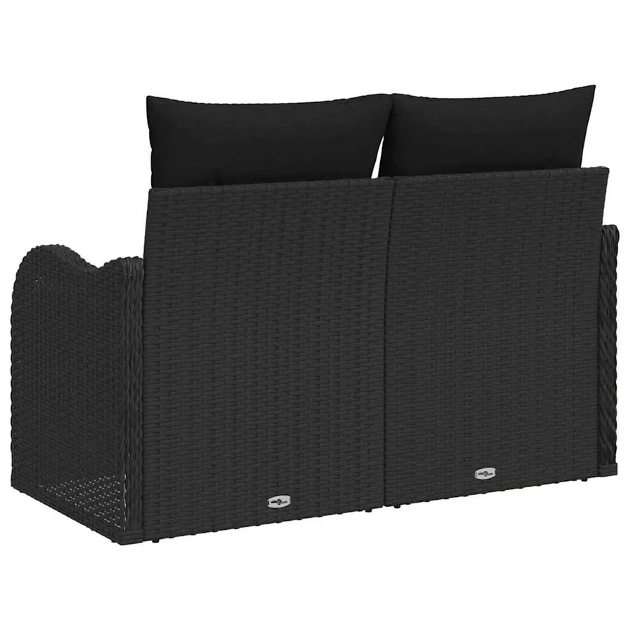 Canapé de jardin avec coussin Noir 121 x 62 x 69cm polyrotin - 9
