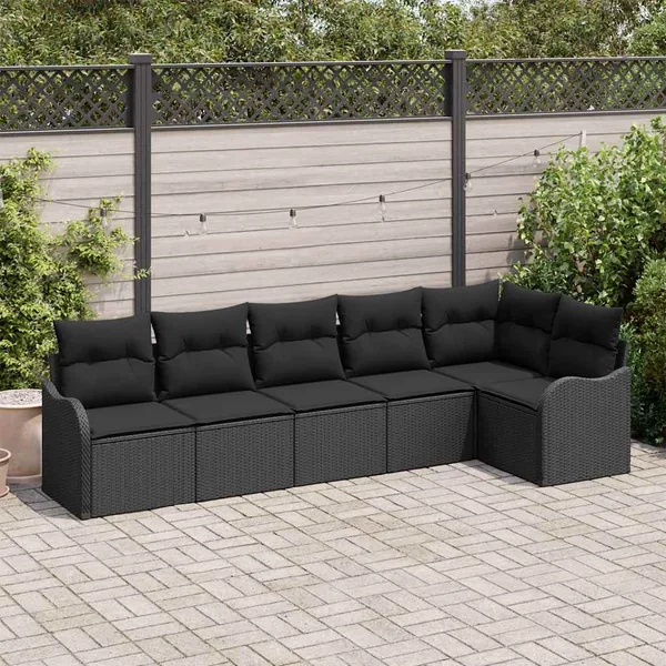 Ensemble de canapé de jardin Noir polyrotin