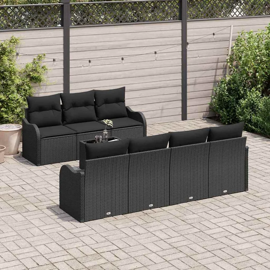 Ensemble de canapé de jardin Noir 55 x 55 x 37 cm polyrotin - 3