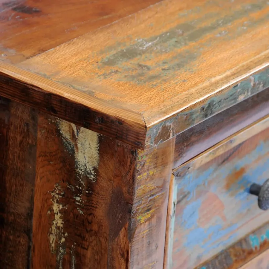 Table de chevet avec 2 tiroirs Bois massif recyclé - 9