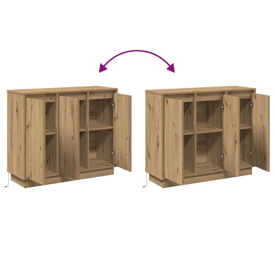 Buffet LED Chêne artisanal 90 x 32 x 75 cm Bois d'ingénierie - 15