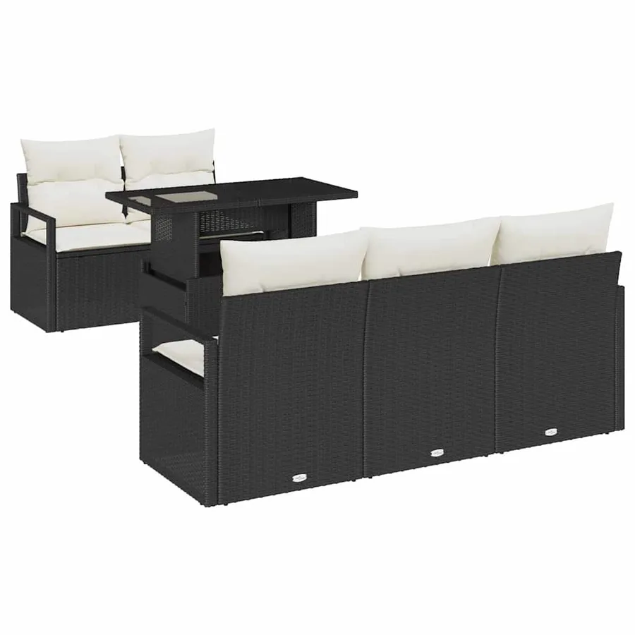 Ensemble de canapé de jardin avec stockage 6 pcs Noir polyrotin - 2