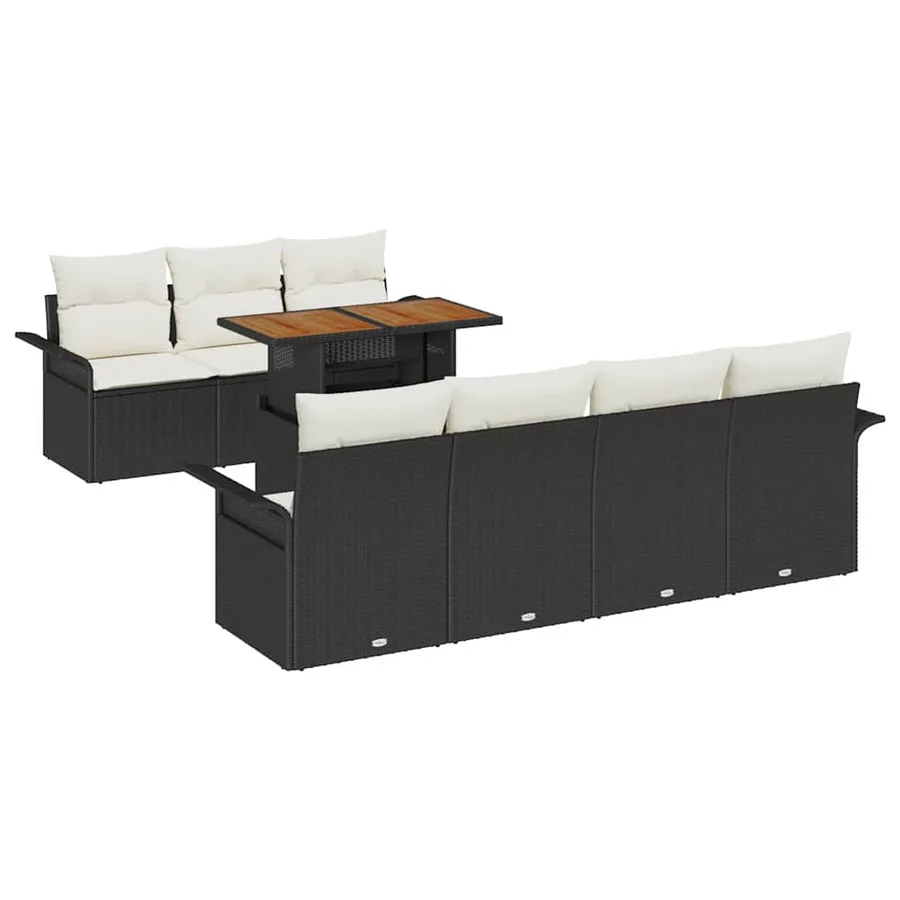 Ensemble de canapé de jardin avec coussin 8 pcs Noir et crème - 2