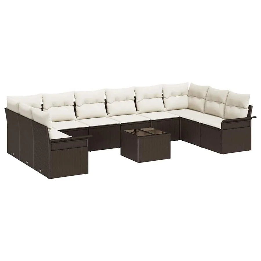 Ensemble de canapé de jardin 11 pcs Gris polyrotin - 2