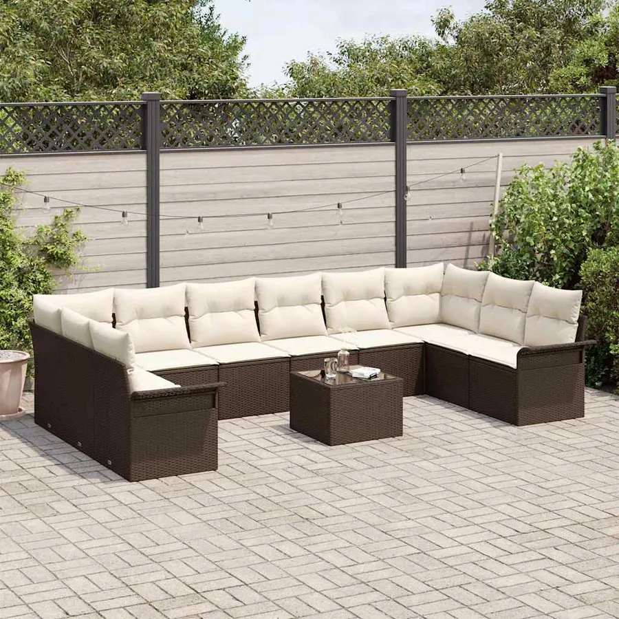 Ensemble de canapé de jardin 11 pcs Gris polyrotin - 3
