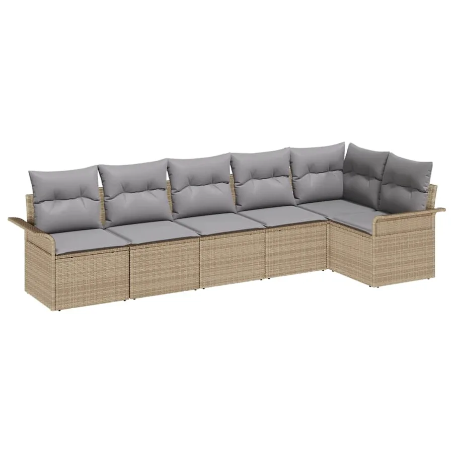 Ensemble de canapé de jardin 6 pcs Beige Poly rotin - 2