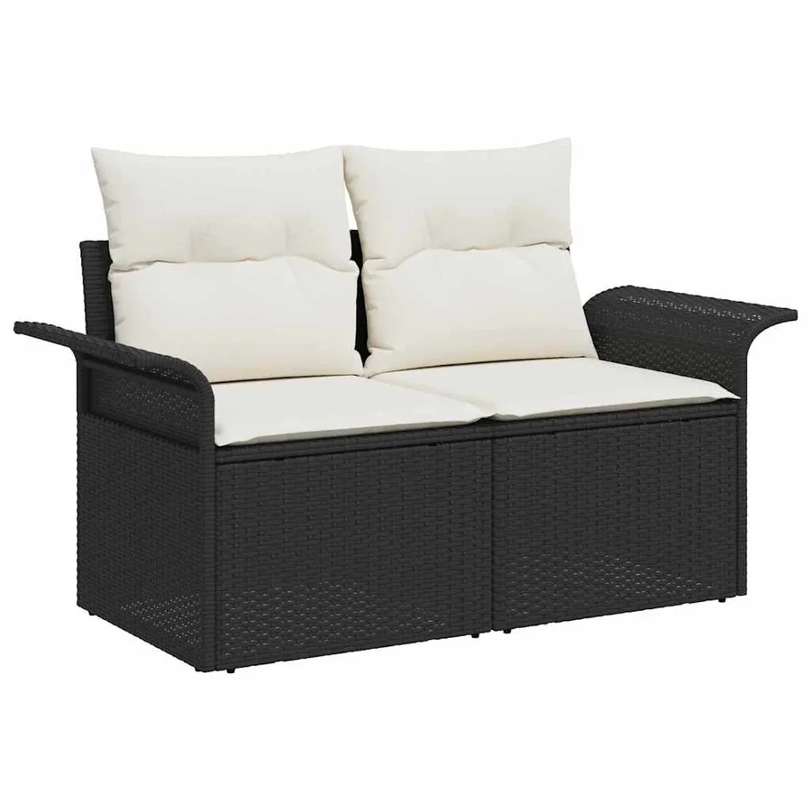 Ensemble de canapé de jardin avec coussin 9 pcs Noir et crème - 4