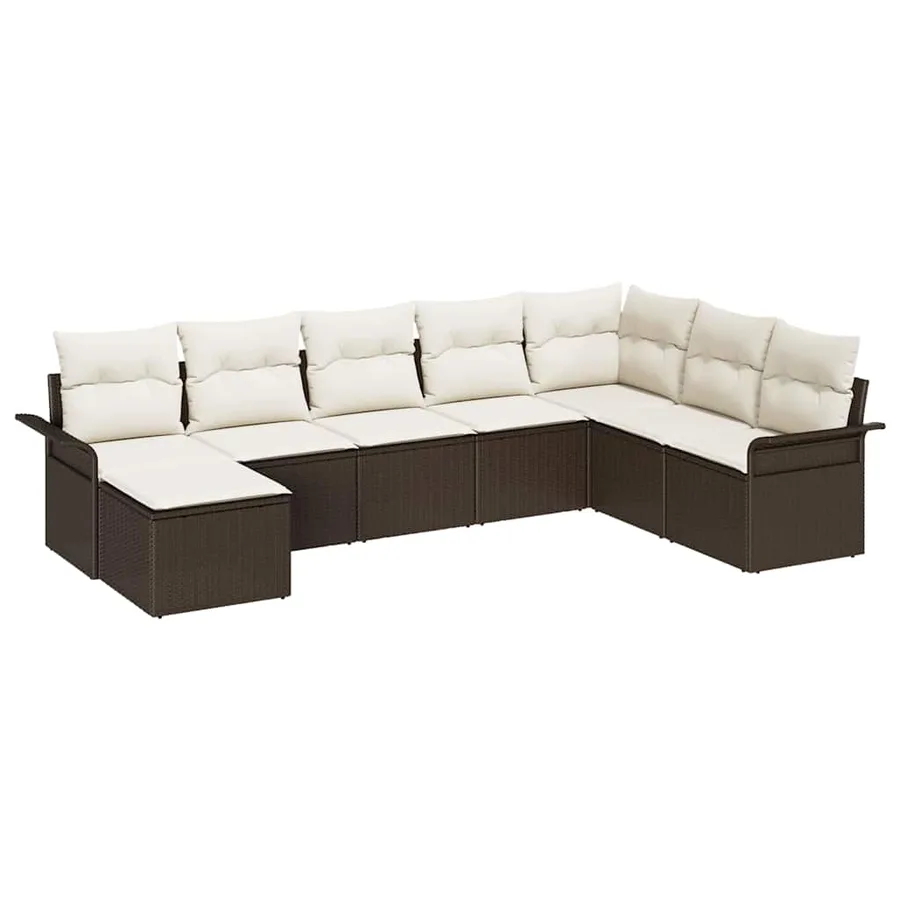 Ensemble de canapé de jardin 8 pcs Marron Poly rotin - 2
