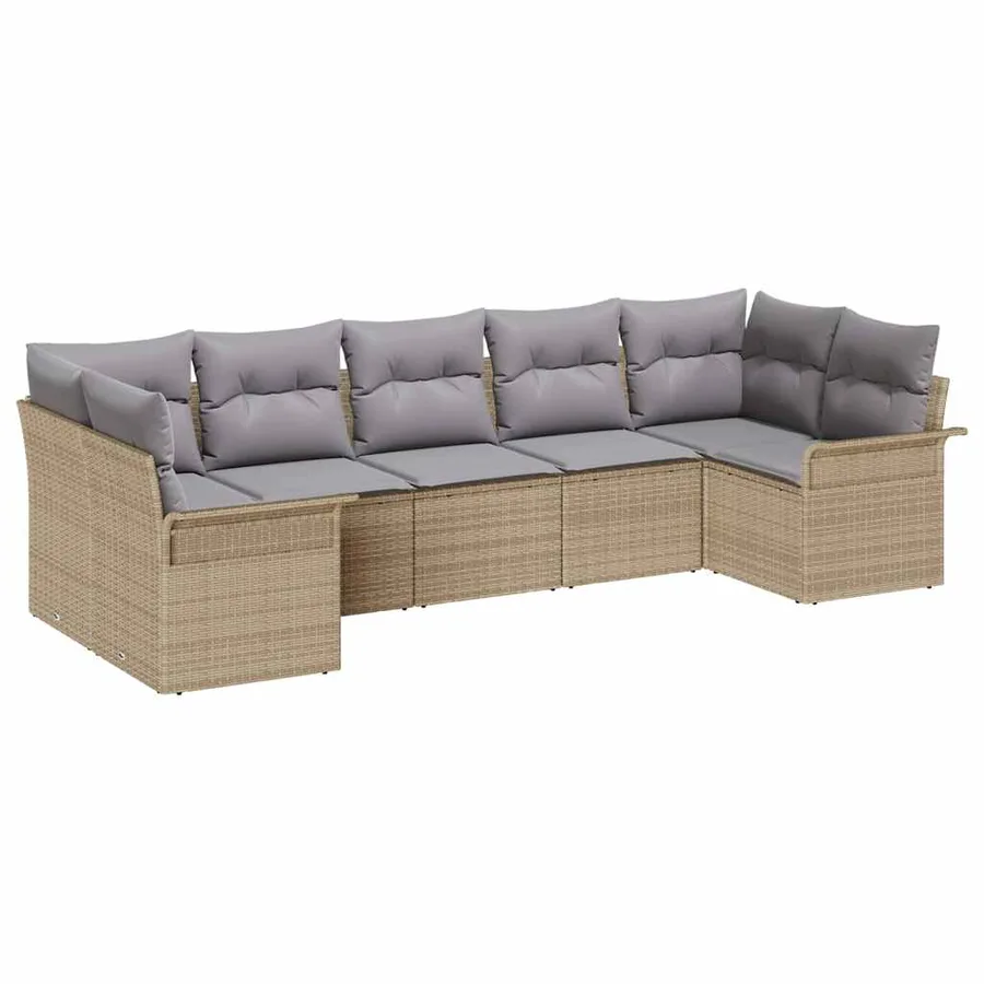 Ensemble de canapé de jardin 7 pcs Beige Poly rotin - 2