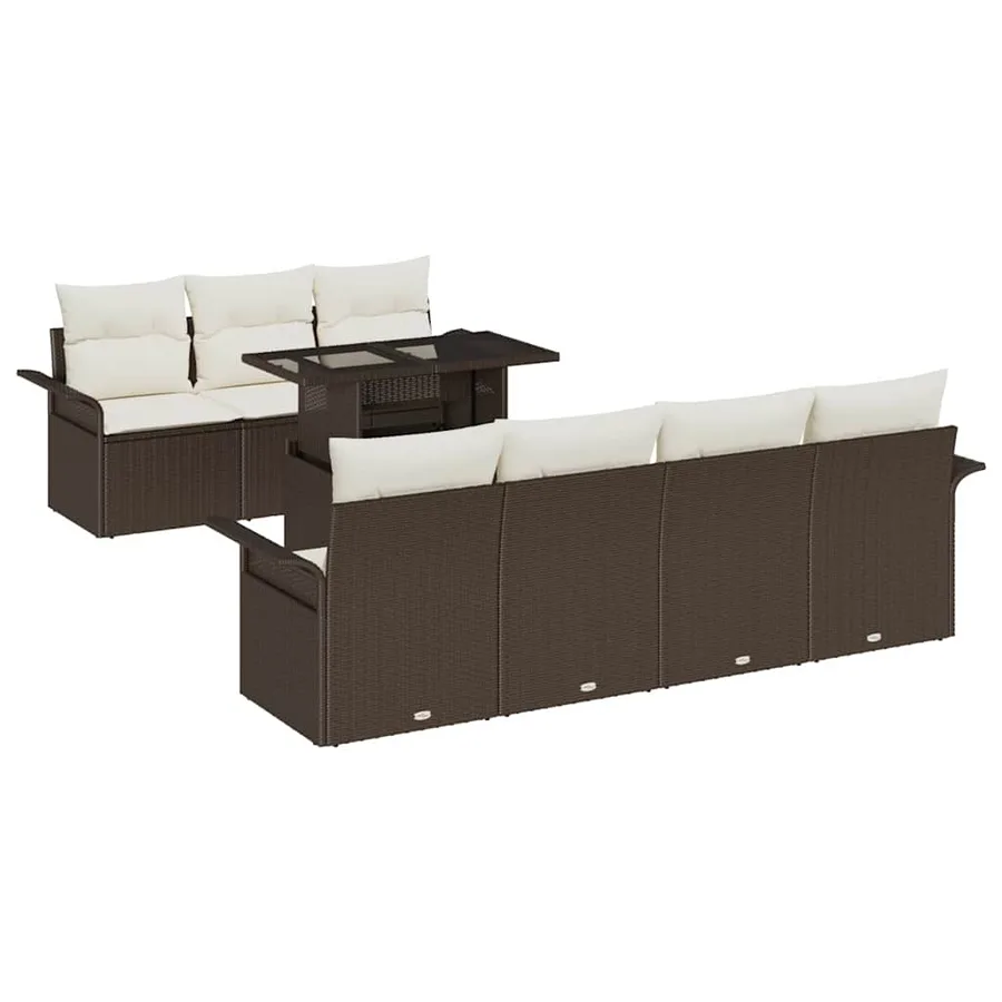 Ensemble de canapé de jardin 8 pcs Marron Poly rotin - 2