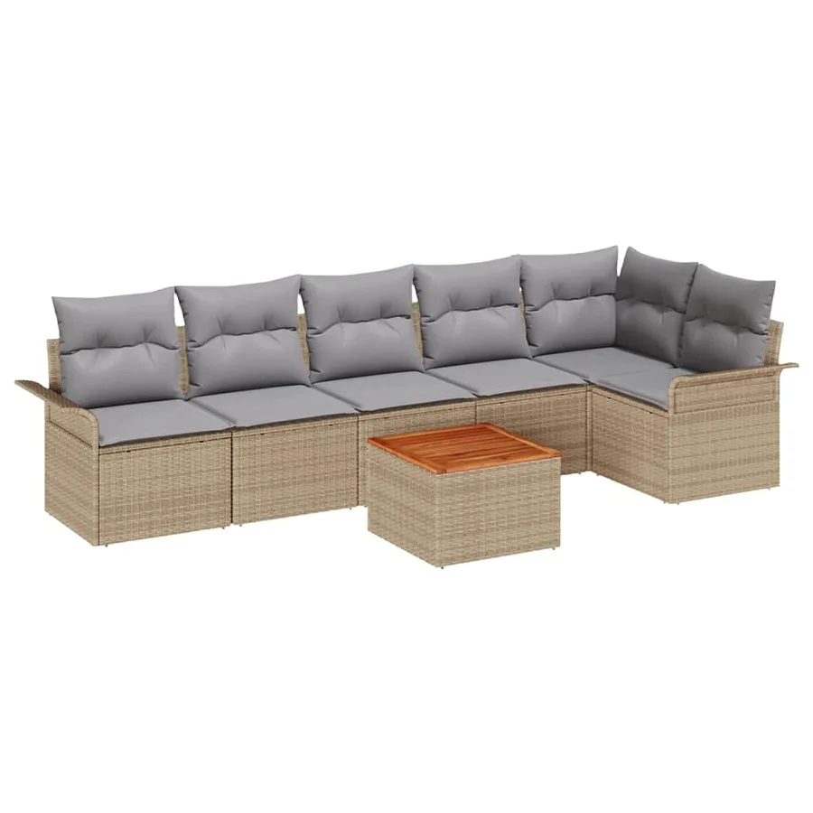 Ensemble de canapé de jardin 7 pcs Beige et Gris clair - 2