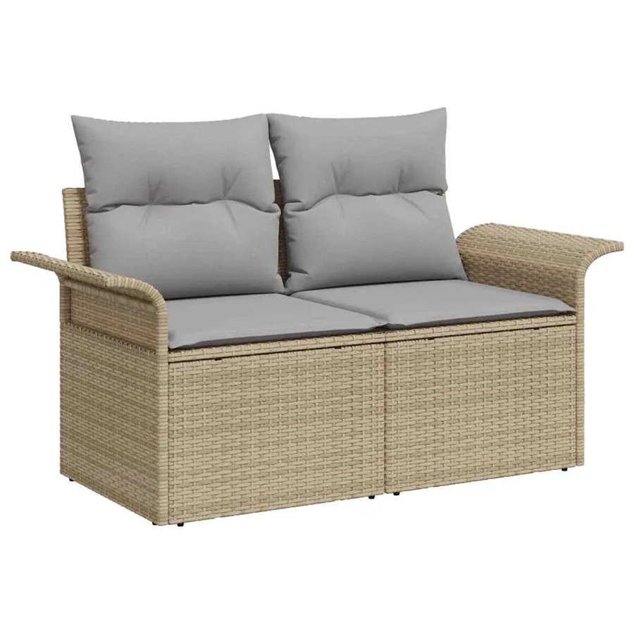 Ensemble de canapé de jardin 7 pcs Beige et Gris clair - 4