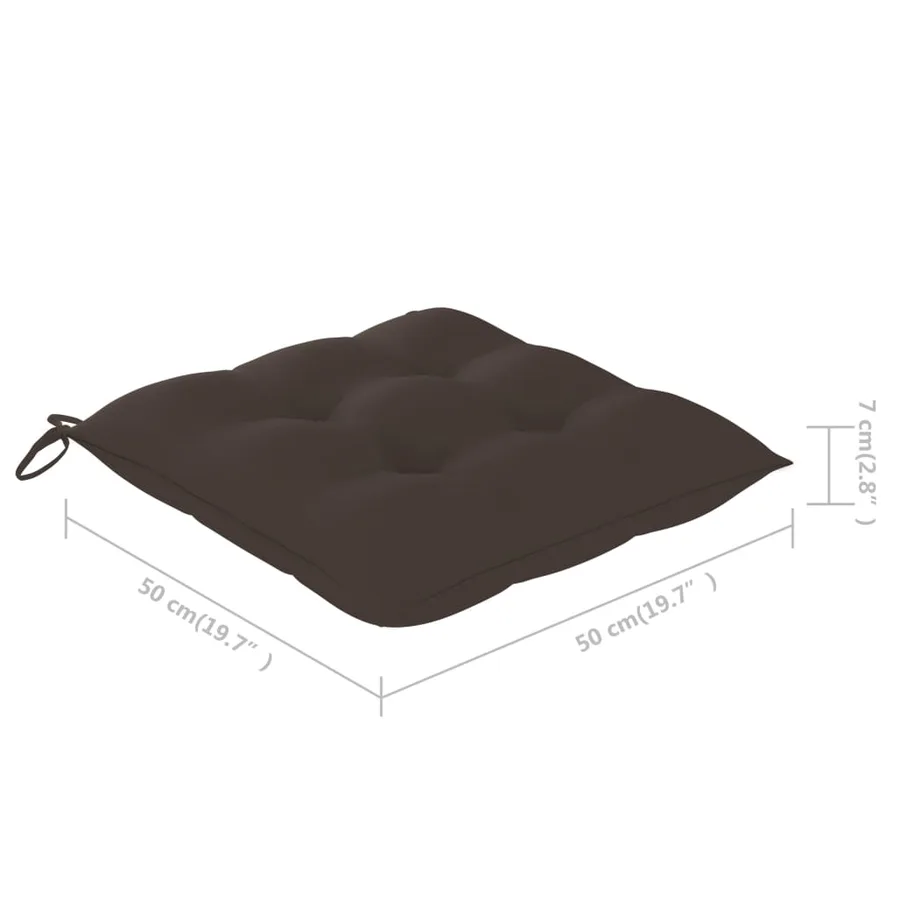 Chaises de jardin lot de 2 et coussins taupe Bois teck massif - 13
