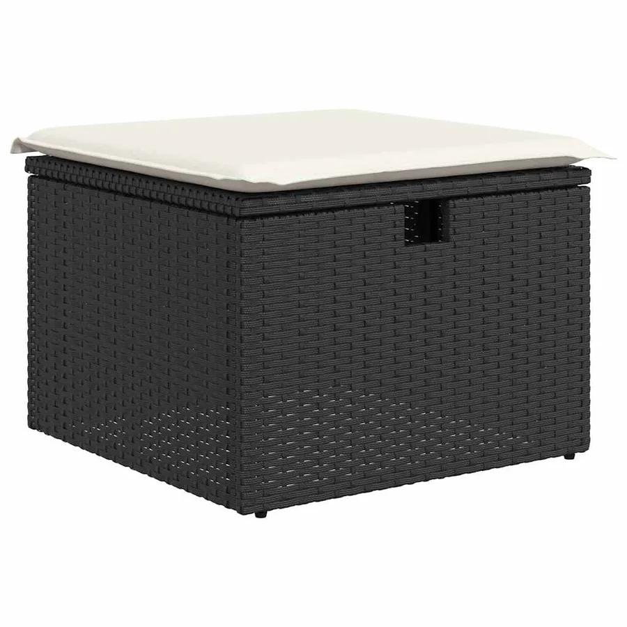 Ensemble de canapé de jardin 7 pcs Noir et Crème polyrotin - 6