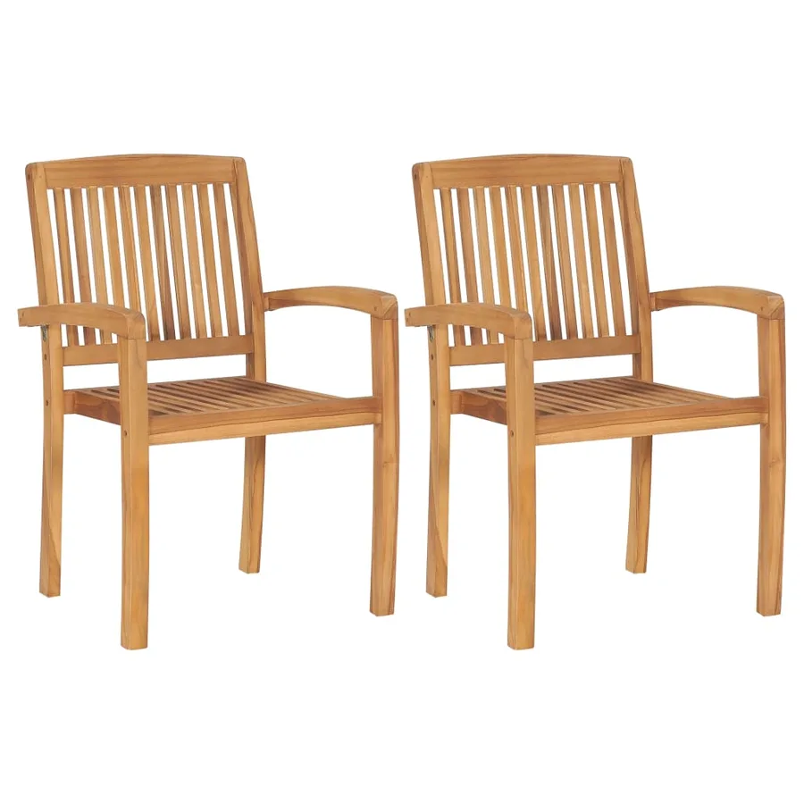 Chaises de jardin lot de 2 et coussins bleu Bois de teck massif - 3